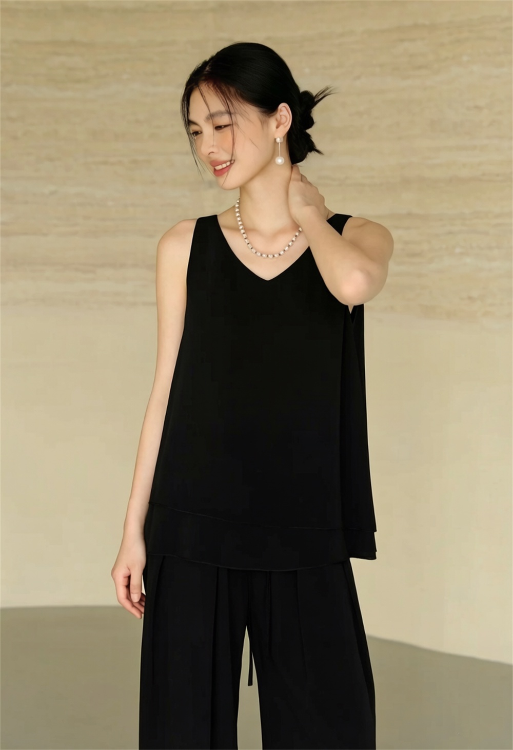 Women'S Fashion Vest Tops - 夏新作プラスサイズの女性のタンクトップカバーベリーノースリーブシフォンベストアウターファッショナブルな通勤スタイルルーズフィット