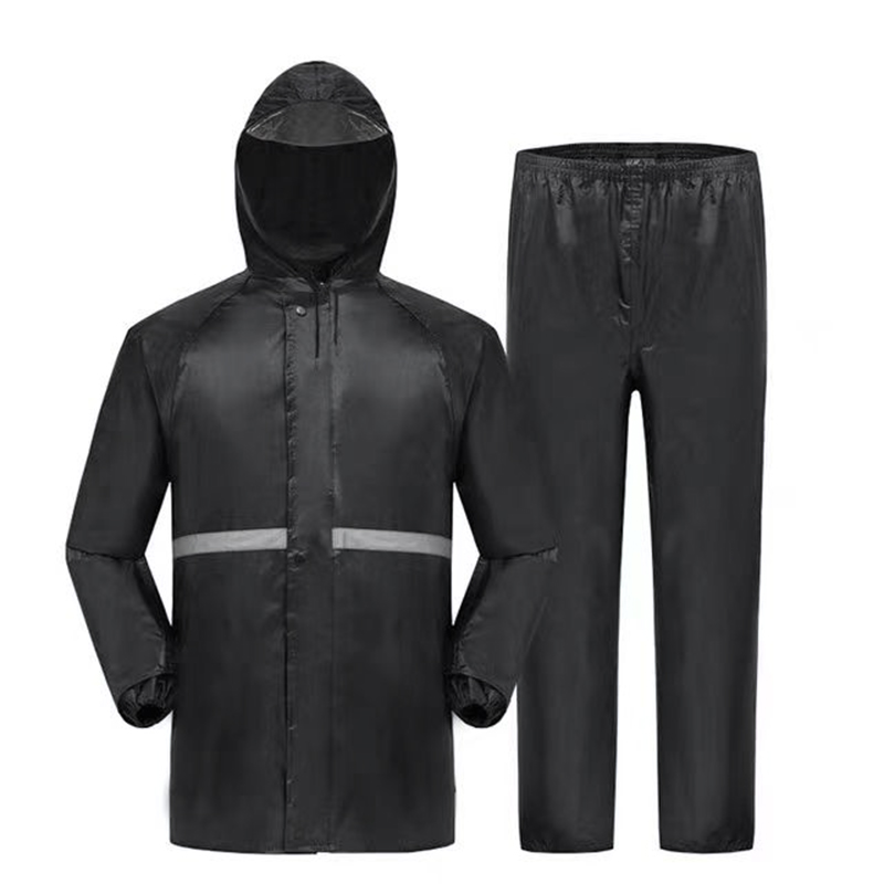 Women'S Fashion Rain Jacket - 男性と女性のための防水フード付きコートとパンツ,反射ストリップ付きアウトドアギア,オートバイのレインコート,2個