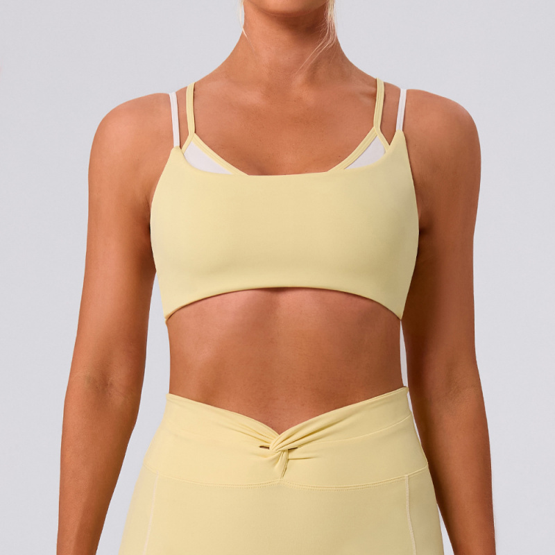 Women'S Fashion Vest Tops - 新しい女性のファッションストリートフィットネストップスポーツスタイルフェイクツーピースカラーブロックキャミソールヨガブラベスト