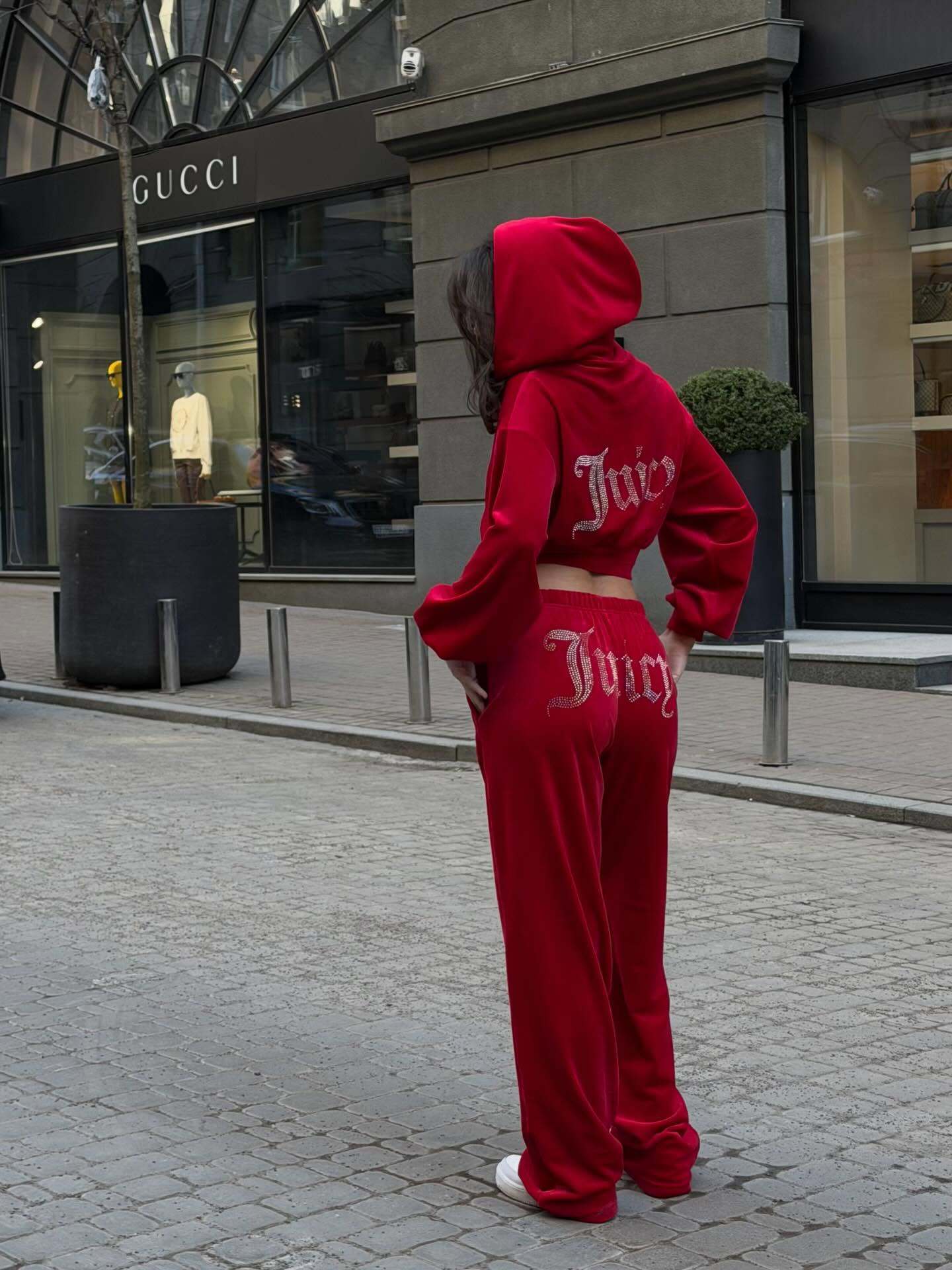 Women'S Fashion Sweatshirts - レディースフード付きスウェットシャツ おしゃれなベルベットツーピースセット 2026新作 ゆったりカジュアルワイドレッグパンツセット