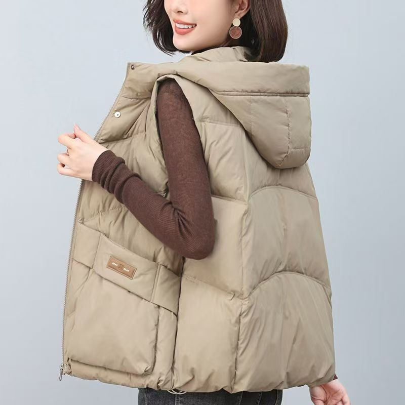 Puffer Vest Fashion Women - 2026年冬 レディース向けおしゃれなオーバーサイズ パファーベスト 暖かい厚手フード付きカジュアルアウター 大きいサイズ ママ向けカジュアルベスト