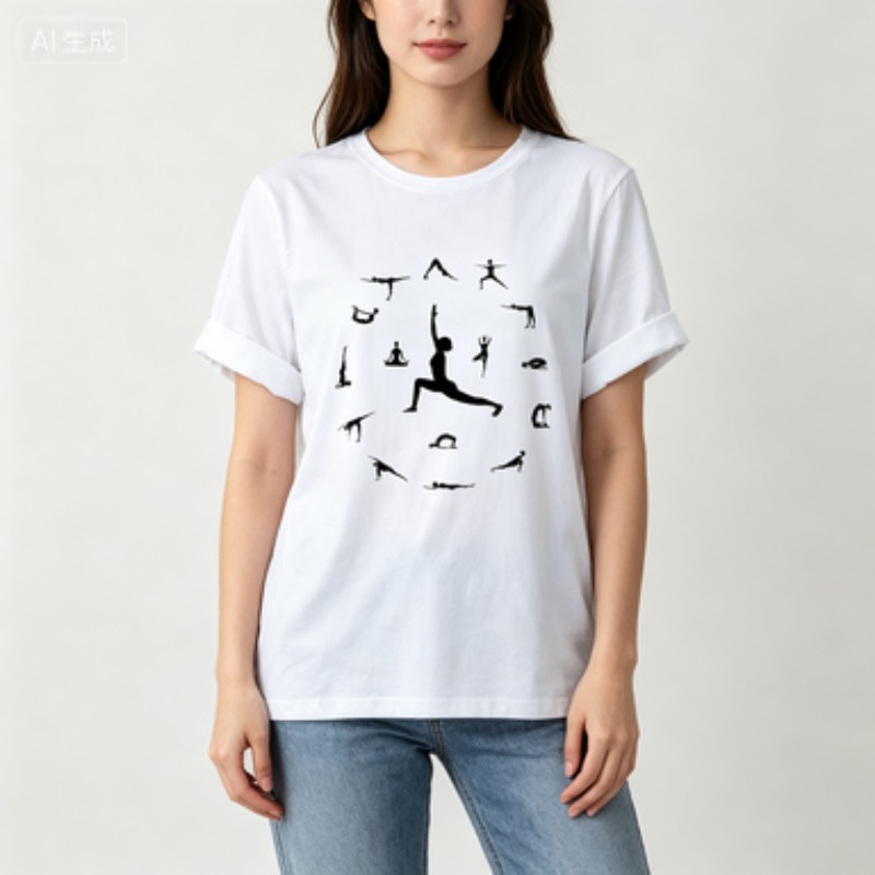 Women Fashion Pose - 新しいかわいい Tシャツ Y2k トップ Tシャツファッション衣類女性の夏カジュアルヨガポーズプリント服半袖パターン Tシャツ