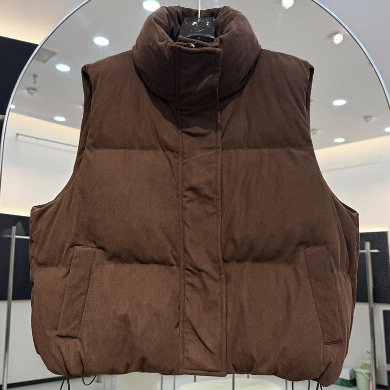 Puffer Vest Fashion Women - パファーベスト レディース スタンドカラー ショートジレ ジップアップ カジュアル