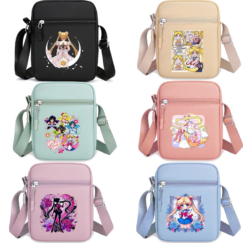 Women Fashion Handbags - セーラームーンショルダーバッグユニセックスかわいいクロスボディバッグ漫画アニメプリントハンドバッグ女性ポータブルファッションハンドバッグパーティーギフト