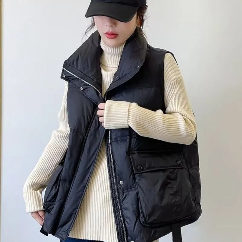 Puffer Vest Fashion Women - 秋冬レディースファッション パファーノースリーブコート 韓国風 レディース ショートパーカー ベストジャケット