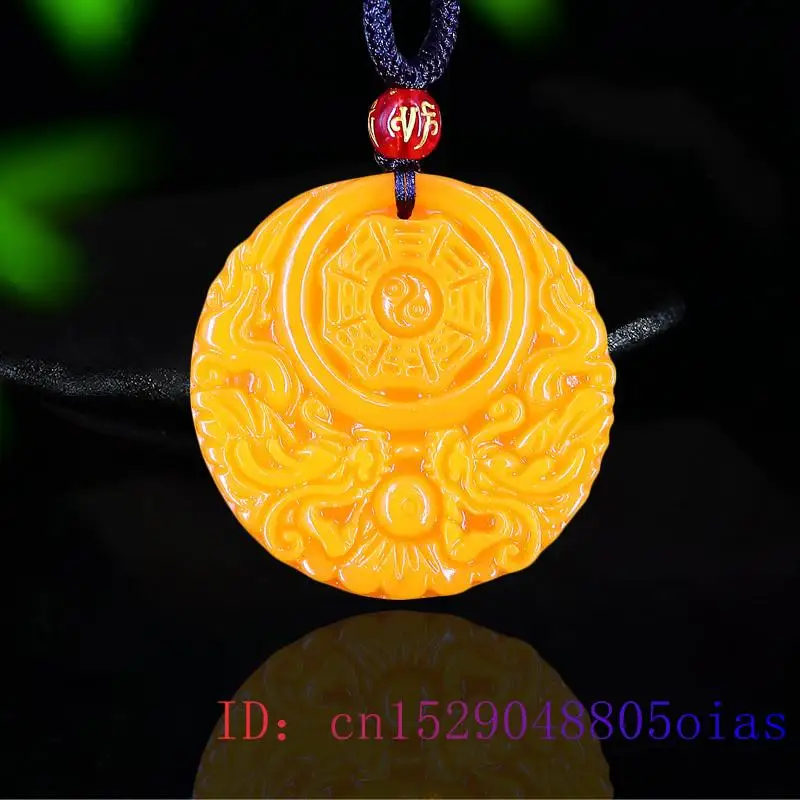 Women'S Fashion Jewellery - 男性と女性のための中国の彫刻が施された黄色の翡翠のドラゴンペンダント,チャームネックレス,ナチュラルアクセサリー,お守り,ラッキージュエリー