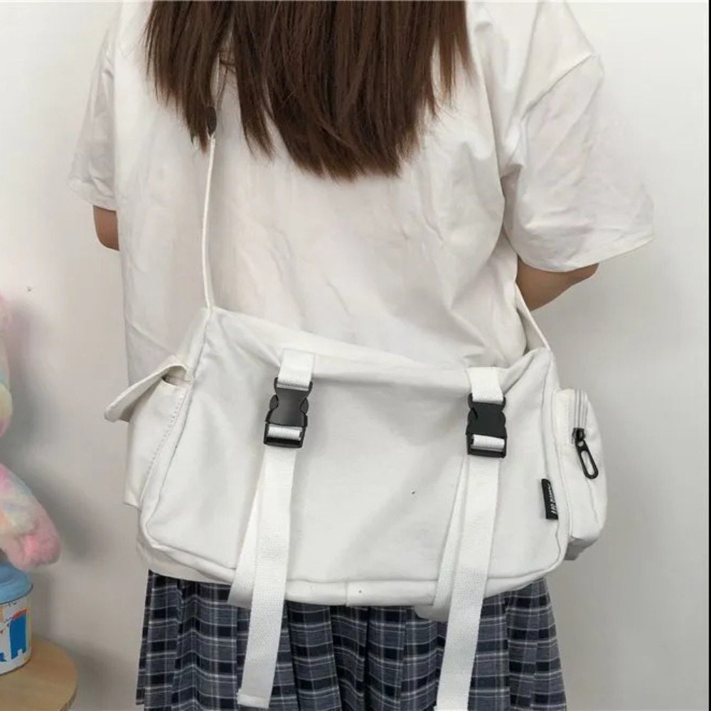 Canvas Tote Bag - 女性用ポケット付きユニセックスブラッククロスボディバッグ、キャンバス、大容量、トート、ダークアカデミア、レトロ、クロスボディバッグ、bf、日本製スタイル