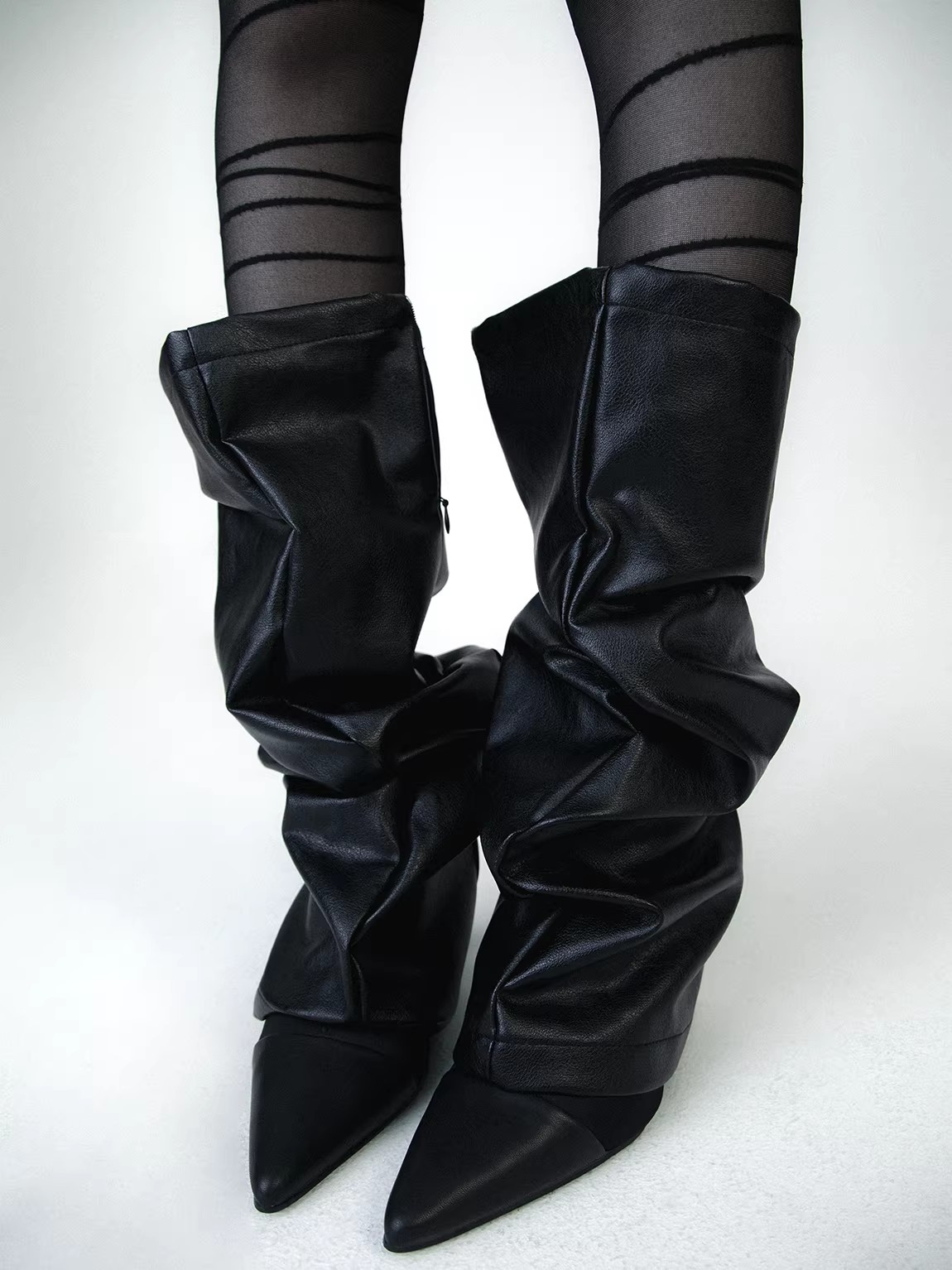 Women'S Fashion Leggings - 女性の PU レザー脚足首膝スリーブソックスコントラストカラーオーバーニーガールズファッションダンスパンクレギンスレッグウォーマー R2500