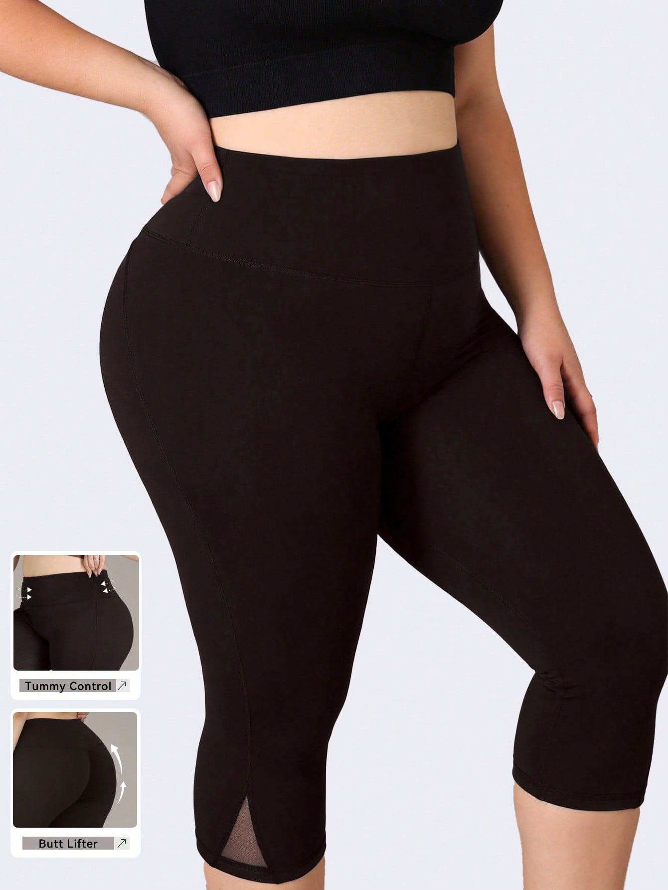 Women'S Fashion Leggings - レディース プラスサイズ ジム用レギンス メッシュ切り替え ヨガパンツ ハイウエスト