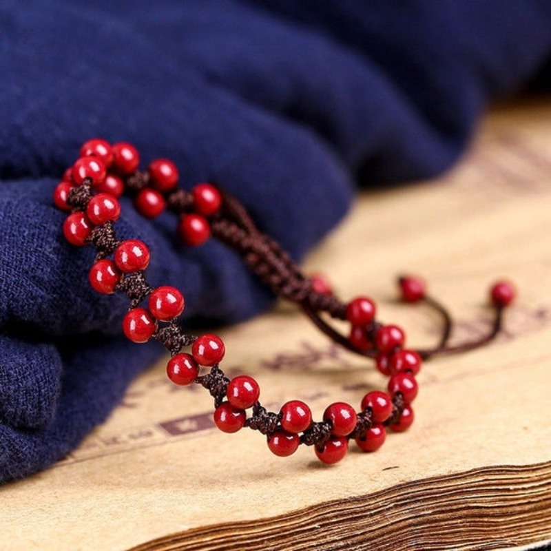 Women'S Fashion Jewellery - 男性と女性のための美しい天然の赤いブレスレット,手作りのジュエリー,ファッショナブルな翡翠,直径6mm,新しいコレクション