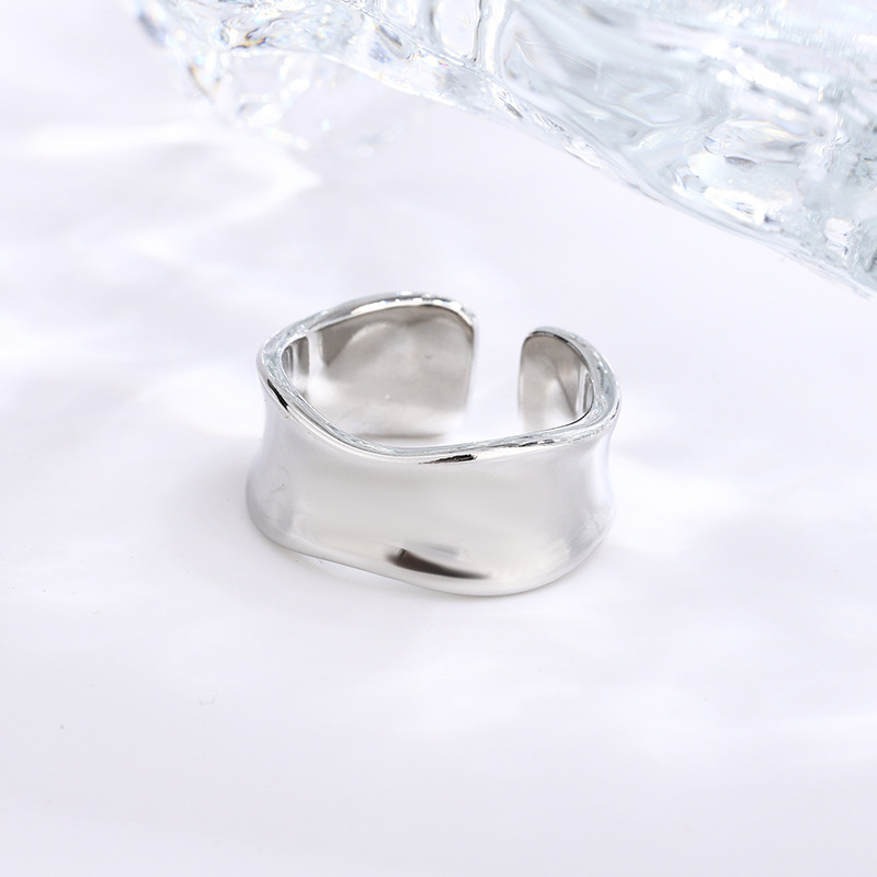 Women'S Fashion Jewellery - 925 スターリングシルバーワイド不規則な滑らかな表面調節可能な女性のリング婚約ファッションヴィンテージ高級ジュエリー卸売