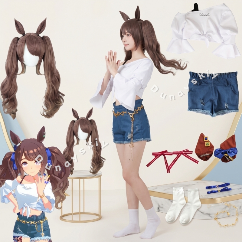 Denim Shorts Women - ウマ娘 トーセン ジョーダン プリティーダービー コスプレ衣装 ハイウエスト