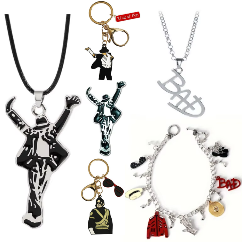 Women Fashion Pose - MJ キングオブポップマイケル・ジャクソンクラシックダンスポーズネックレスブローチ BAD ペンダントネックレスロック男性女性ファッションアクセサリーギフト