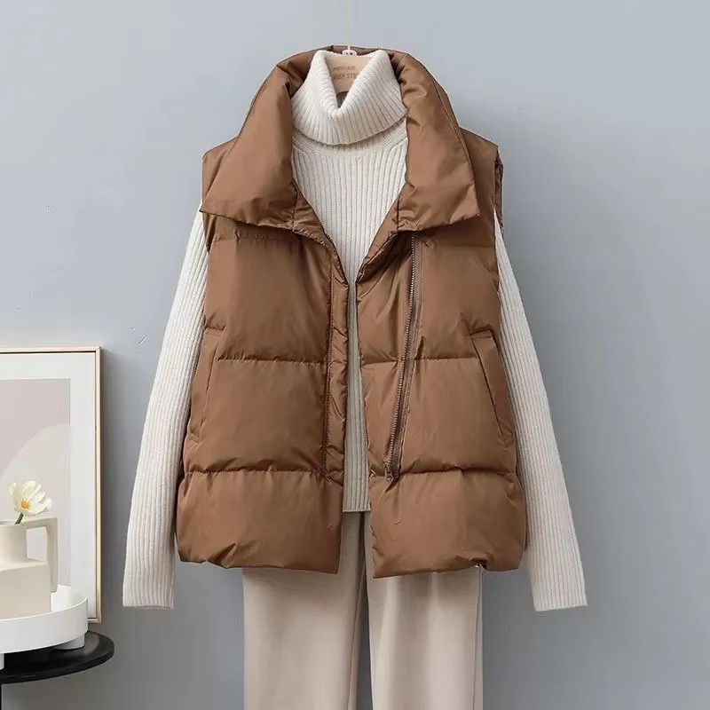 Puffer Vest Fashion Women - 2025年新作 冬用 暖かい クロップドベストジャケット レディース ファッション