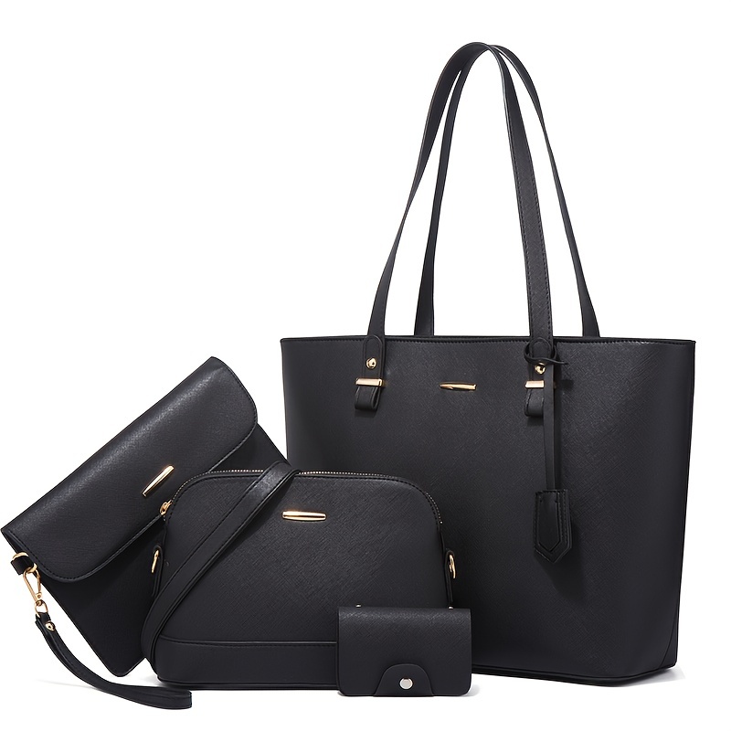 Women Fashion Handbags - 4点セット ファッション レディースバッグセット 無地 トートバッグ レトロ