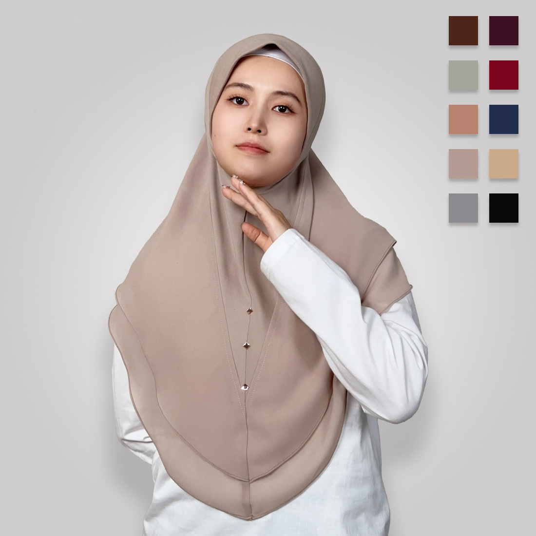 Women'S Fashion Layering - シフォンイスラム教徒インスタントヒジャーブ女性二重層アミラ化学療法キャップイスラムスカーフカバーターバンヘッドバンドショールスカーフラップ