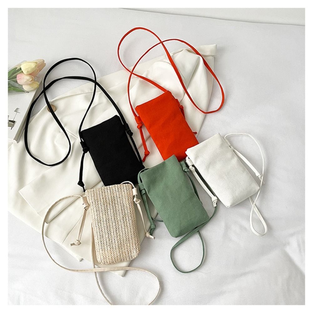 Canvas Tote Bag - 多機能キャンバスタイプの携帯電話バッグ,小,ショルダーバッグ,ハンギングカラー,軽量,ファッショナブル,コインと財布