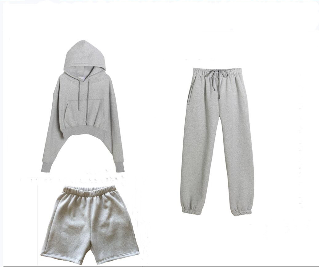 Hoodie Women Oversized - レディーストラックスーツスポーツスーツ,3点セット,特大パーカー,スウェットシャツ,ショートスウェットパンツ,カラー,xxl,別売り