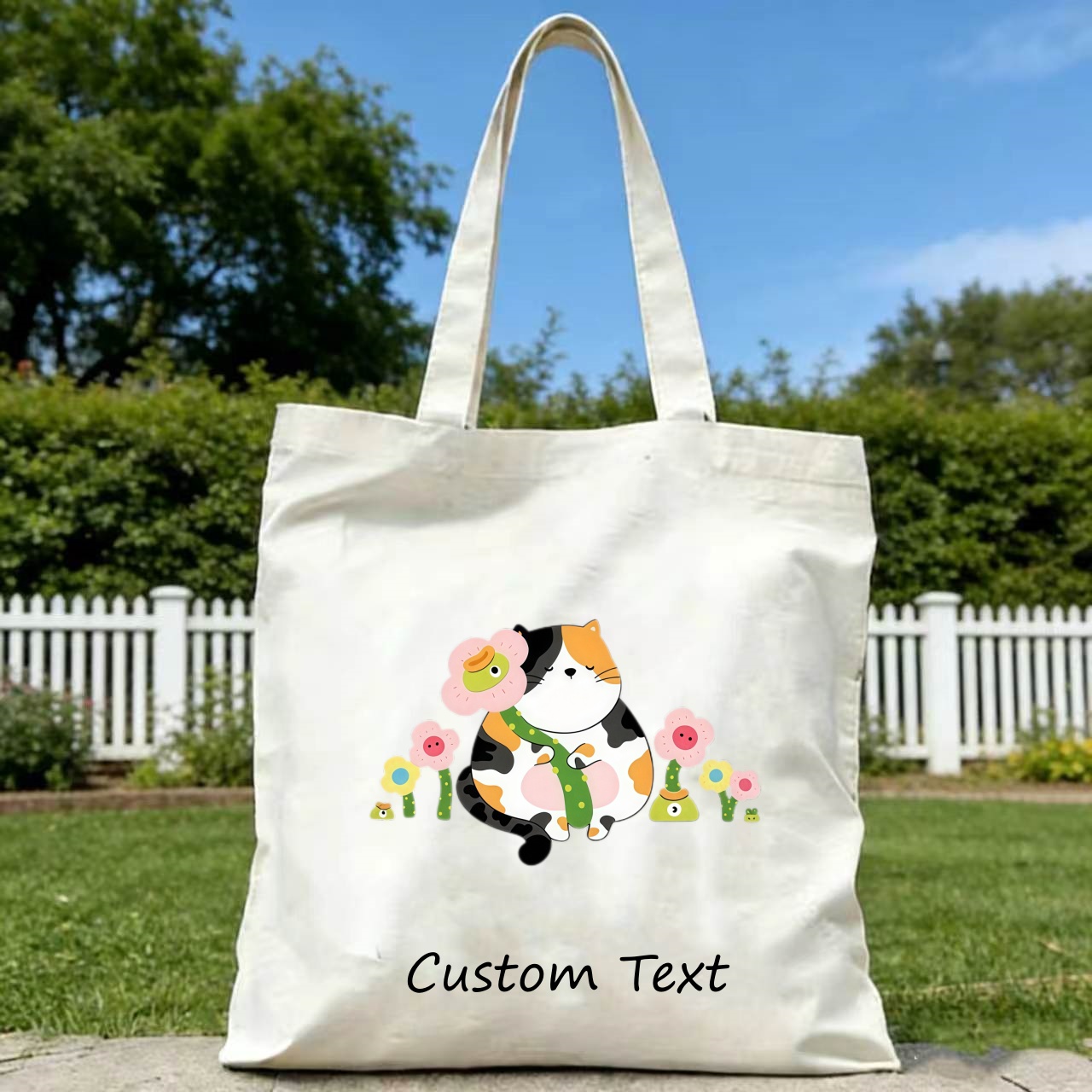 カスタムテキストキャンバストートバッグ、ふっくらとした三毛猫 - Canvas Tote Bag のレビューと価格