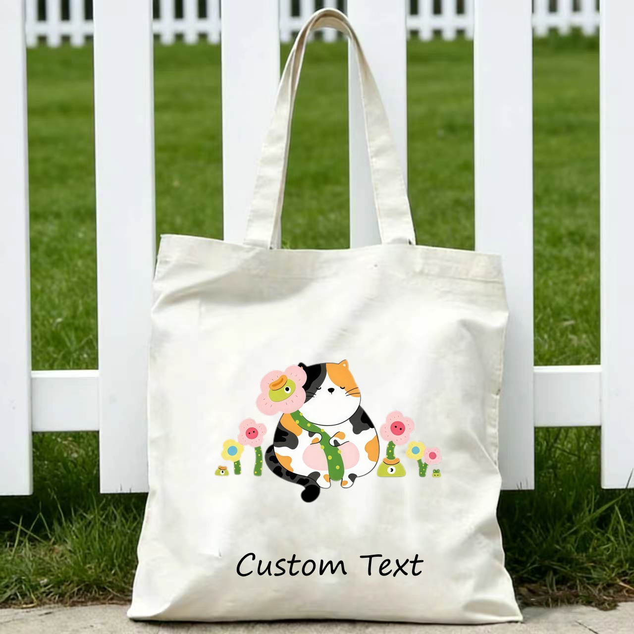 カスタムテキストキャンバストートバッグ、ふっくらとした三毛猫 - Canvas Tote Bag のレビューと価格