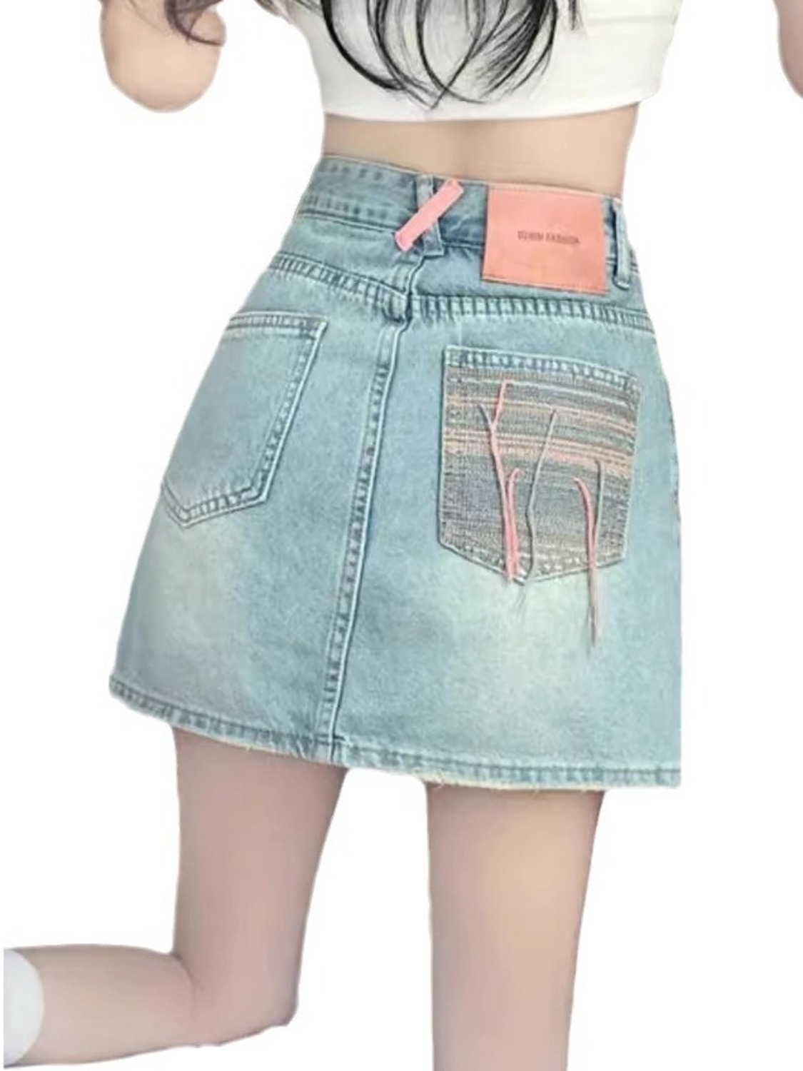 レディースヴィンテージウォッシュドデニムスコート、ハイウエス - Denim Shorts Women のレビューと価格