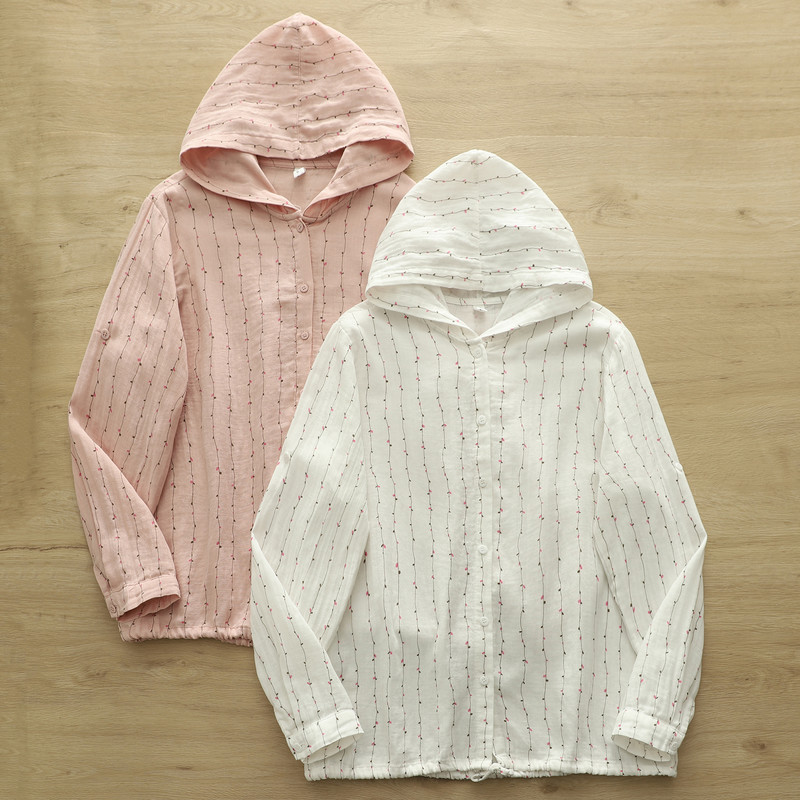 綿 100% 糸ルーズフード付きシャツ女性のための秋春カジュ - Hoodie Women Oversized のレビューと価格