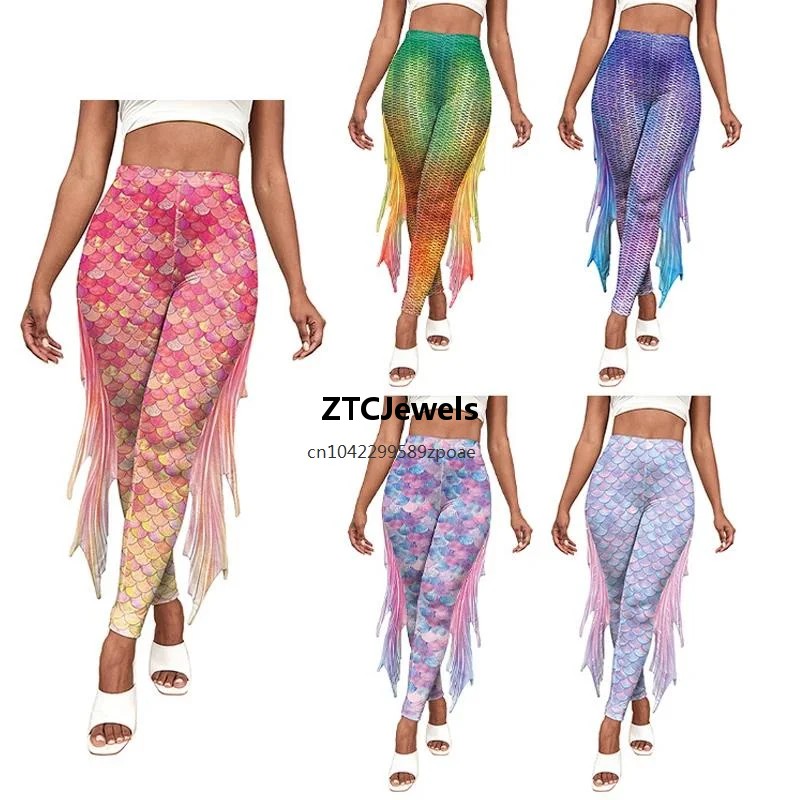 マーメイドスケールプリントレギンス 3D 魚鱗コスプレパンツ - Women'S Fashion Leggings のレビューと価格
