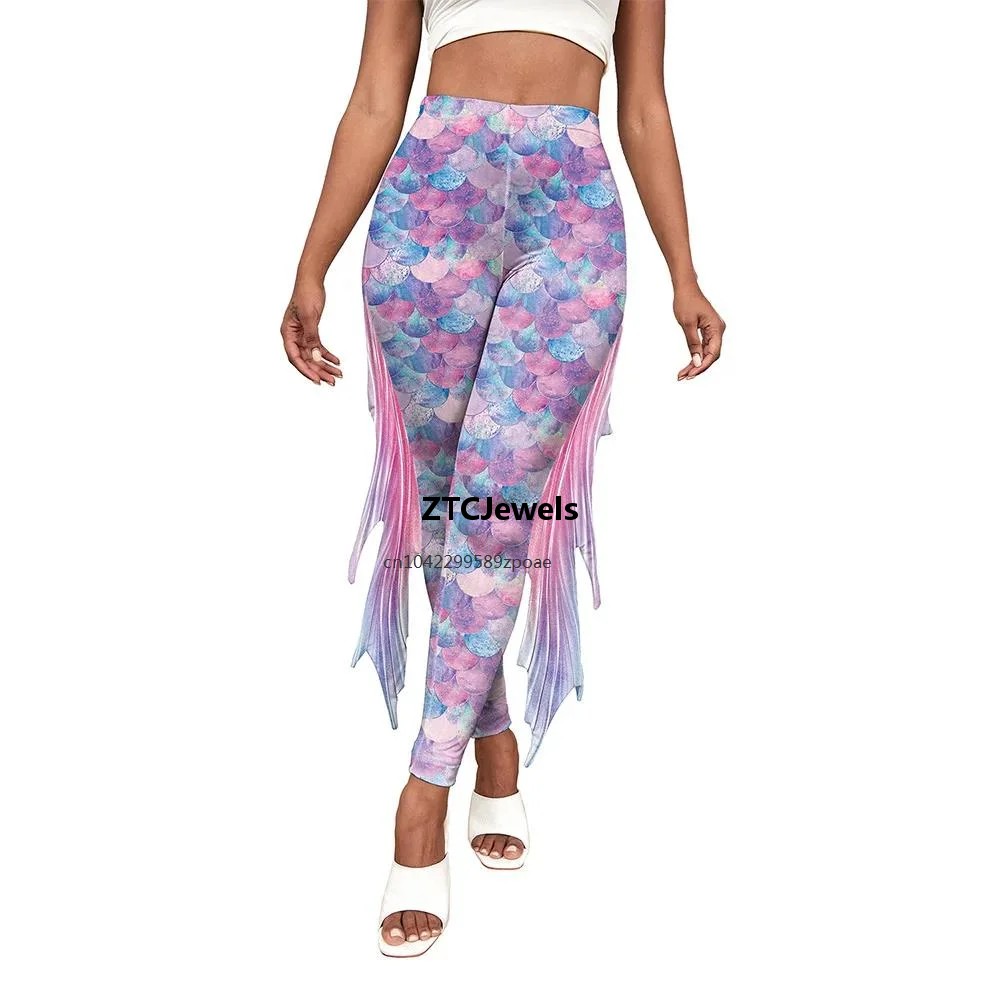 マーメイドスケールプリントレギンス 3D 魚鱗コスプレパンツ - Women'S Fashion Leggings のレビューと価格