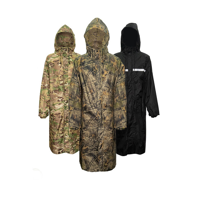 男性と女性のためのカモフラージュロングレインコート、迷彩防水 - Women'S Fashion Rain Jacket のレビューと価格