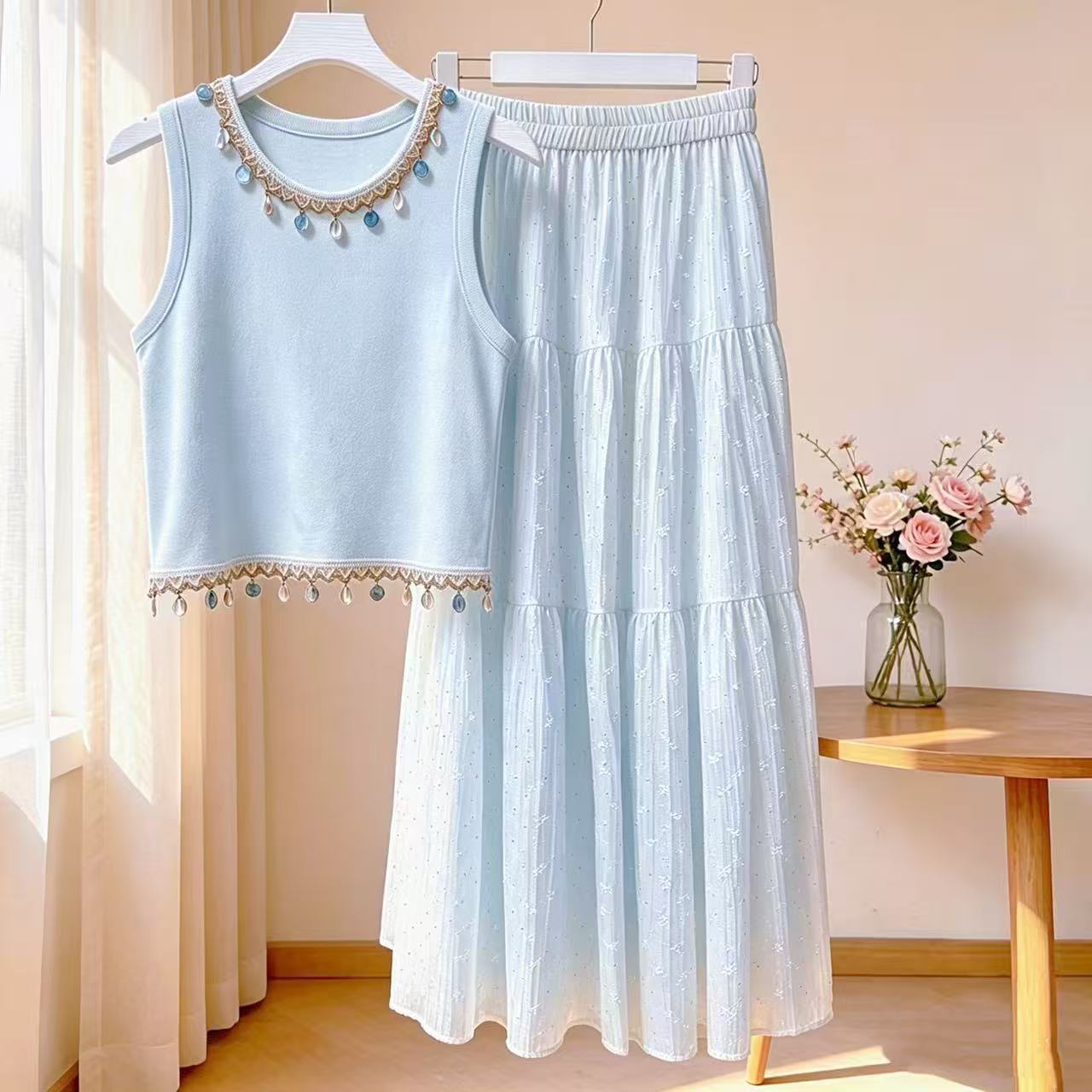 新作ファッション 夏のカジュアルツーピースセット レディース - Women'S Fashion Vest Tops のレビューと価格