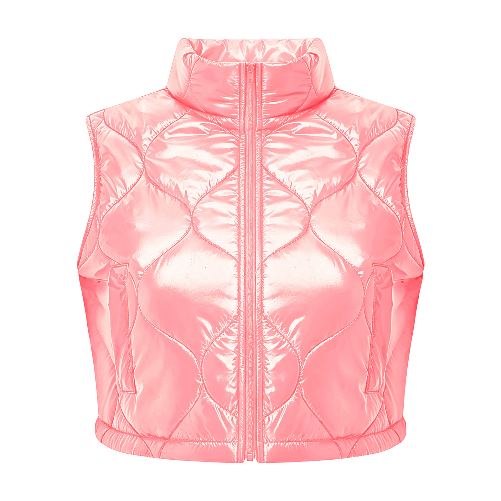 女性用冬用暖かいキルティングパファーベスト、スタンドカラー、 - Puffer Vest Fashion Women のレビューと価格
