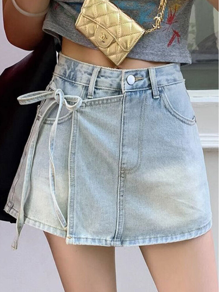 レディース ハイウエスト デニムスコート ライトブルーウォッ - Denim Shorts Women のレビューと価格