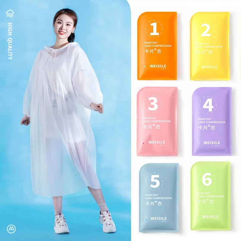1pc ポータブル肥厚レインコート旅行屋外レインウェア防水女 - Women'S Fashion Rain Jacket のレビューと価格