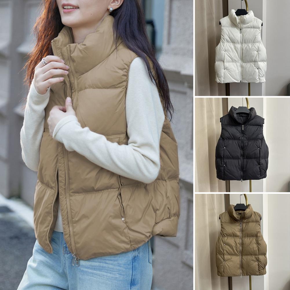 冬用ジャケットファッションパッド入りベストノースリーブ202 - Puffer Vest Fashion Women のレビューと価格