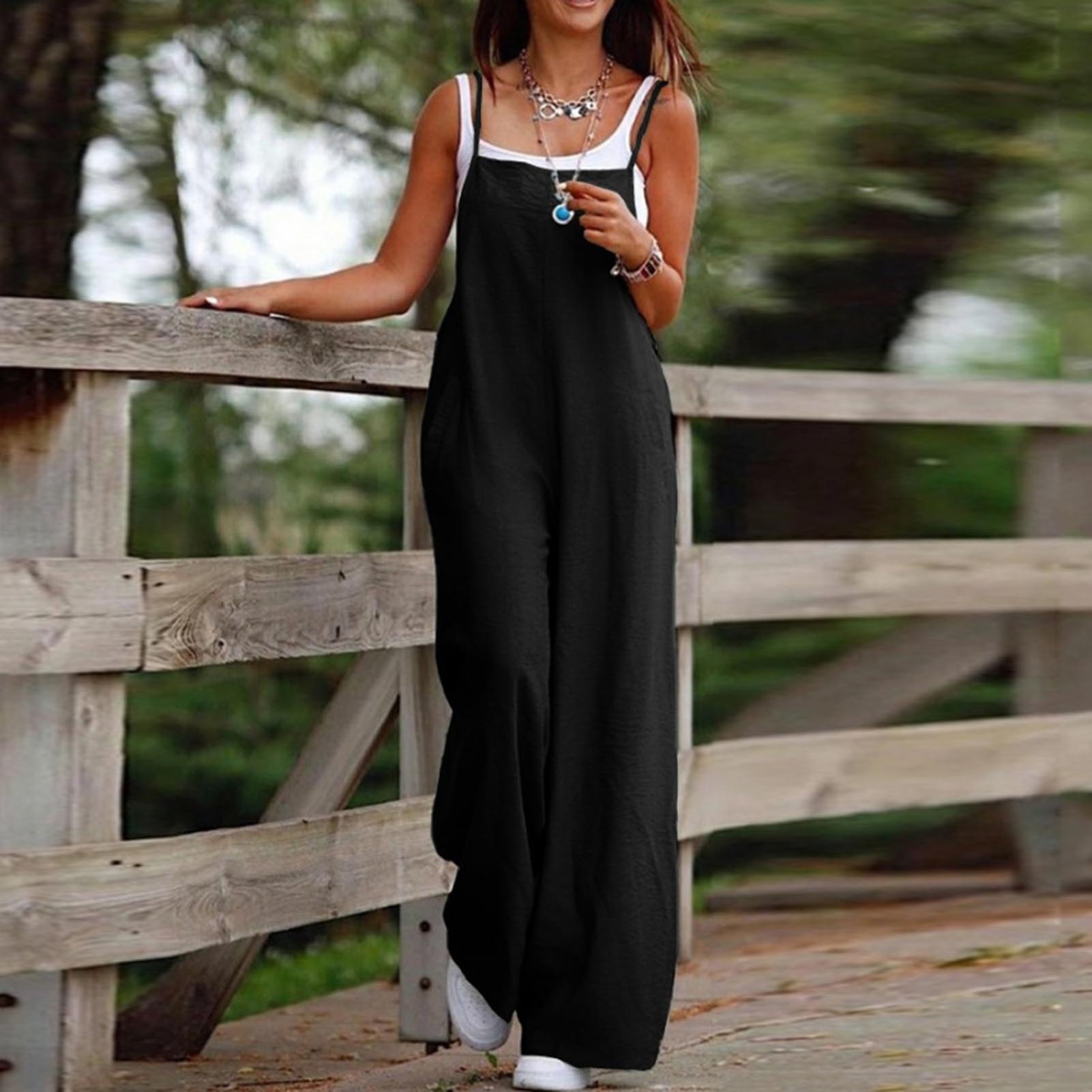 ルーズフィットの女性用ジャンプスーツ,細いストラップ付きのロ - Women'S Fashion Overalls のレビューと価格