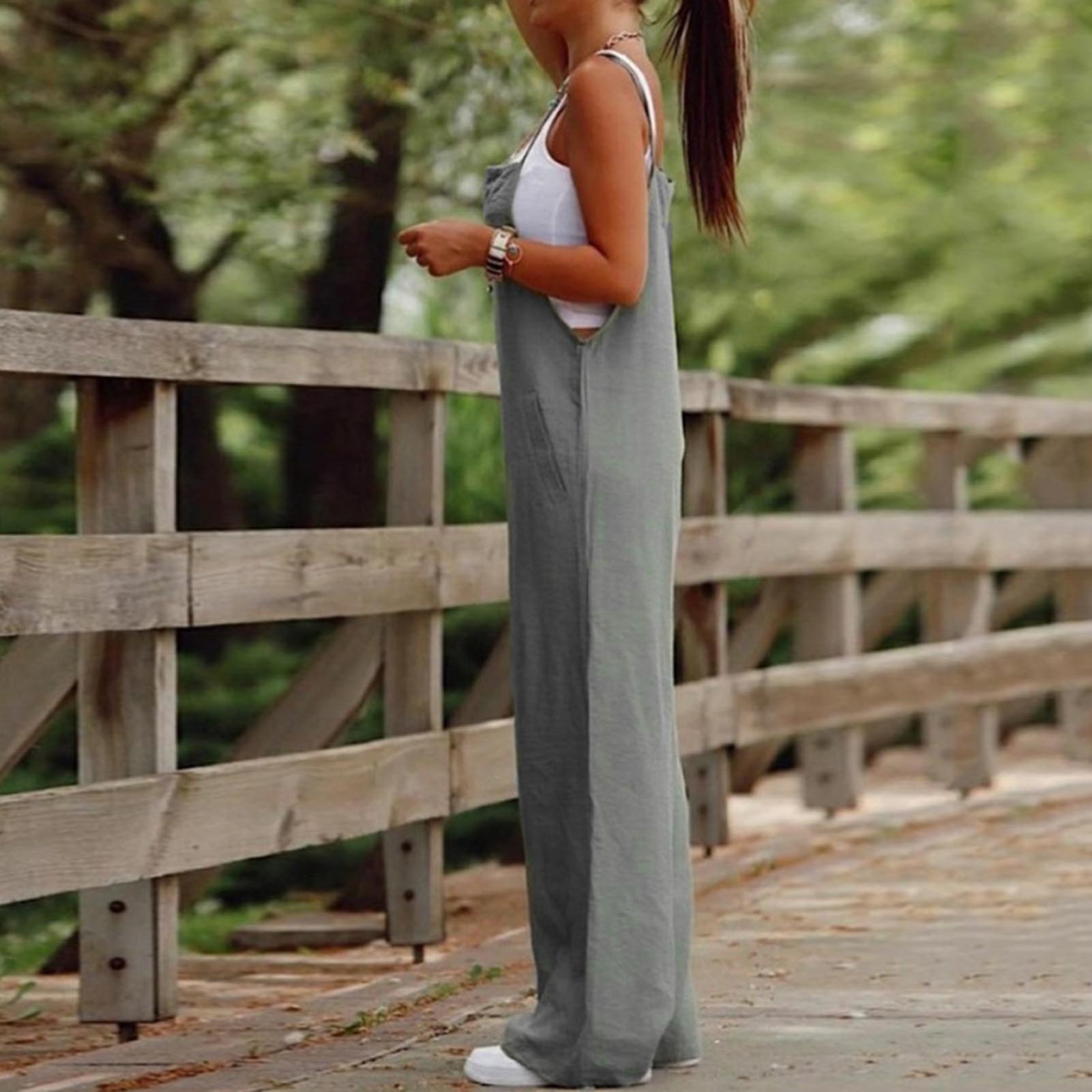 ルーズフィットの女性用ジャンプスーツ,細いストラップ付きのロ - Women'S Fashion Overalls のレビューと価格