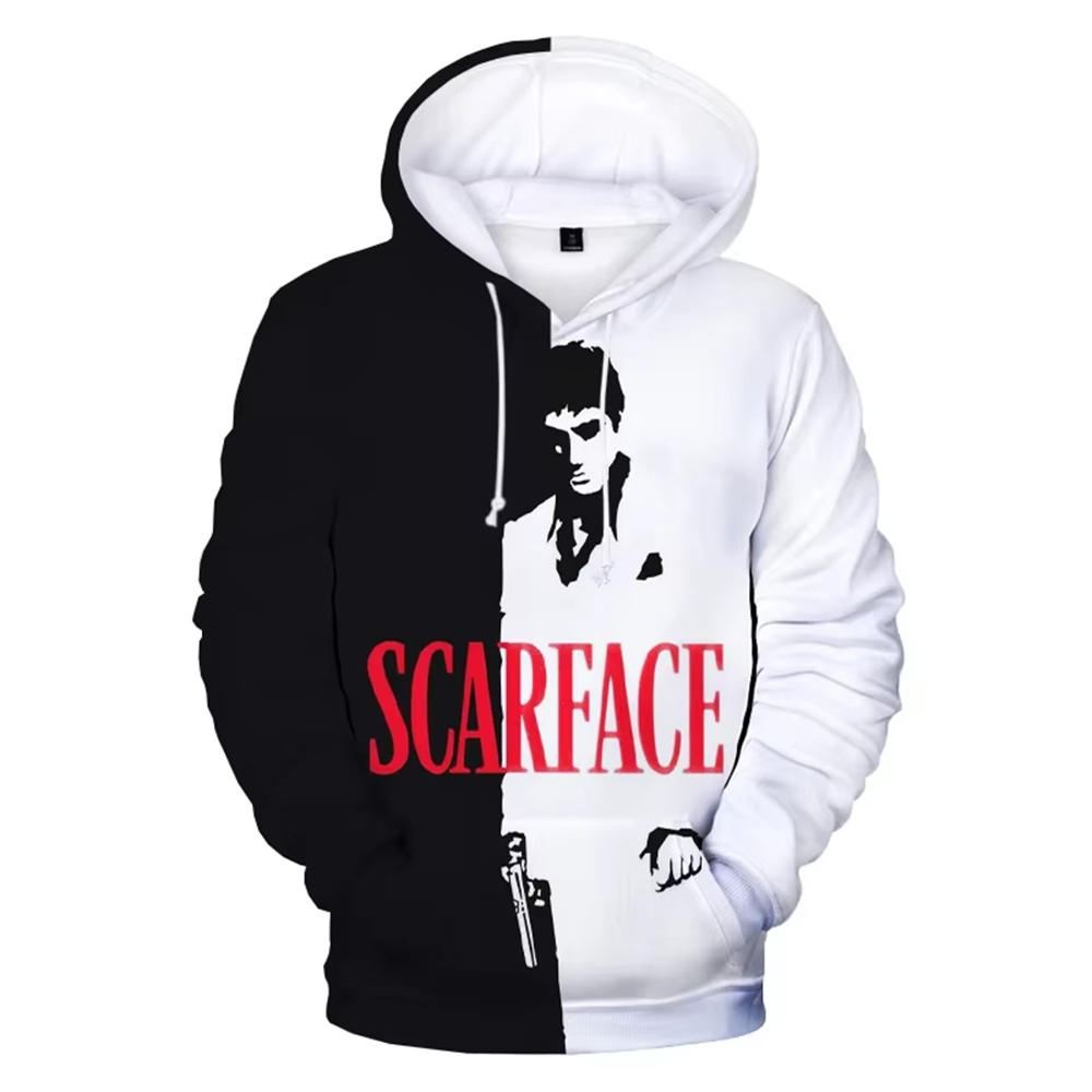 男性パーカー映画スカーフェイス 3d プリントパーカー男性女 - Hoodie Women Oversized のレビューと価格