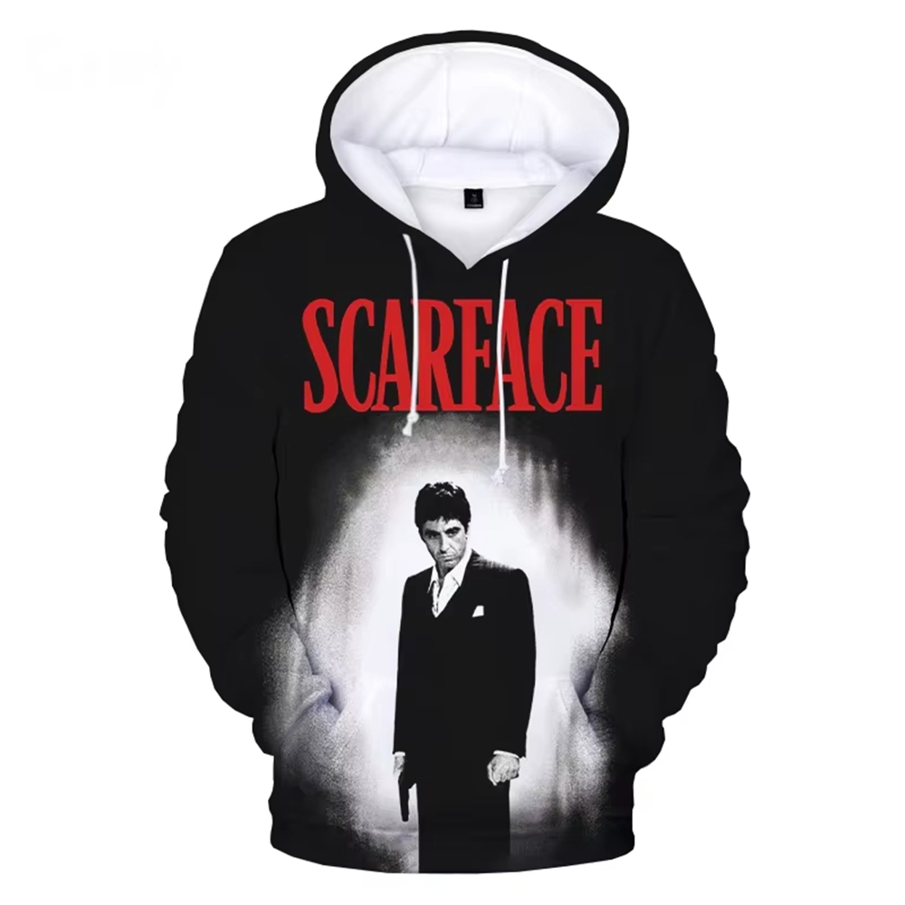 男性パーカー映画スカーフェイス 3d プリントパーカー男性女 - Hoodie Women Oversized のレビューと価格