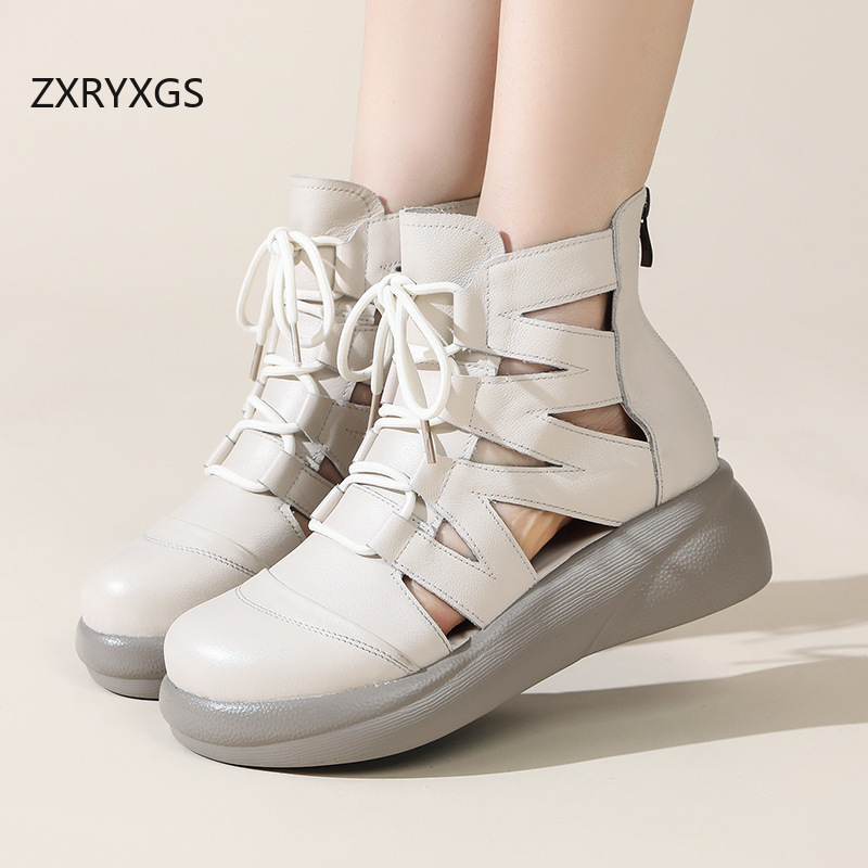 ZXRYXGS トップレイヤー牛革ローマンサンダル女性のクー - Women'S Fashion Layering のレビューと価格