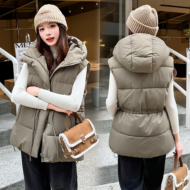 冬用ダウンコットンベストジャケット レディース 新作 ノース - Puffer Vest Fashion Women のレビューと価格