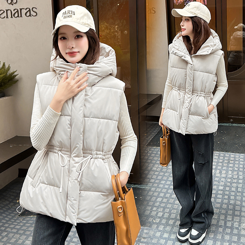冬用ダウンコットンベストジャケット レディース 新作 ノース - Puffer Vest Fashion Women のレビューと価格