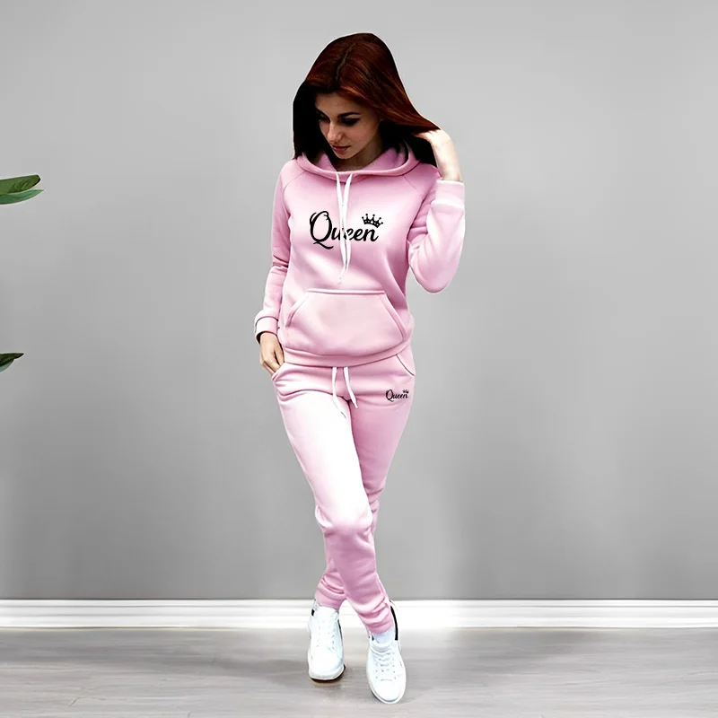 レディーストラックスーツ クイーンレタープリント フード付き - Women'S Fashion Sweatshirts のレビューと価格