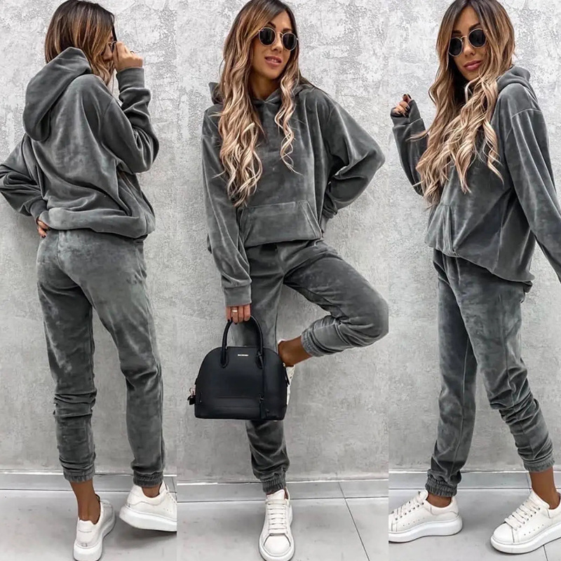 秋冬トラックスーツ女性ツーピースセット特大パーカースウェット - Hoodie Women Oversized のレビューと価格
