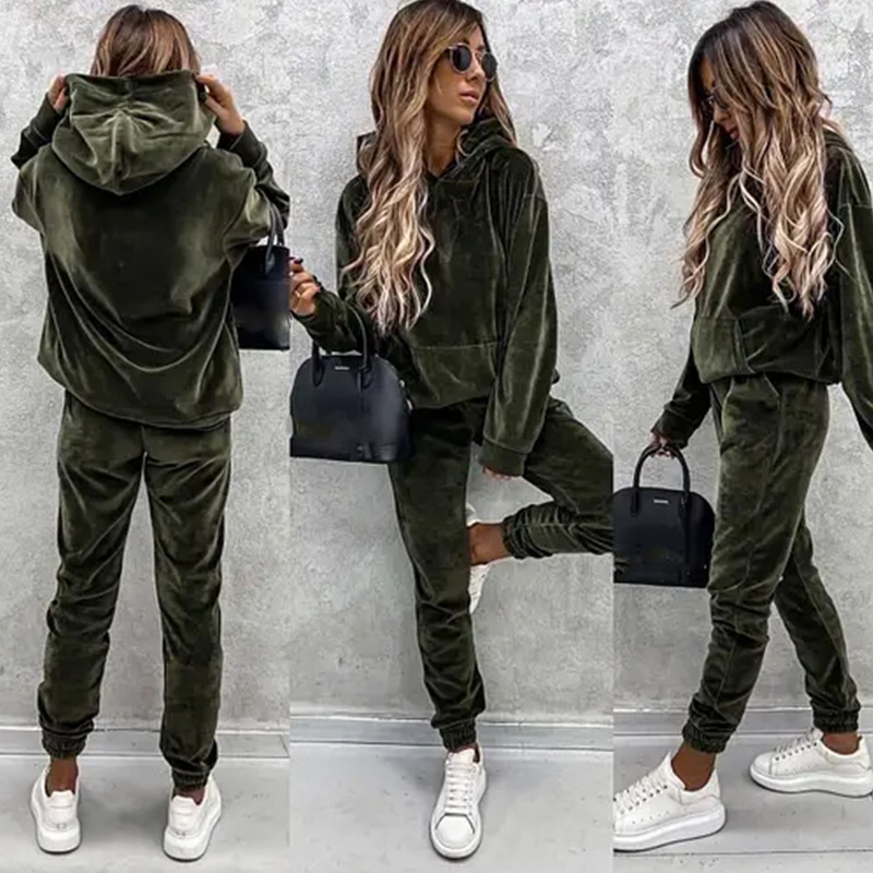 秋冬トラックスーツ女性ツーピースセット特大パーカースウェット - Hoodie Women Oversized のレビューと価格