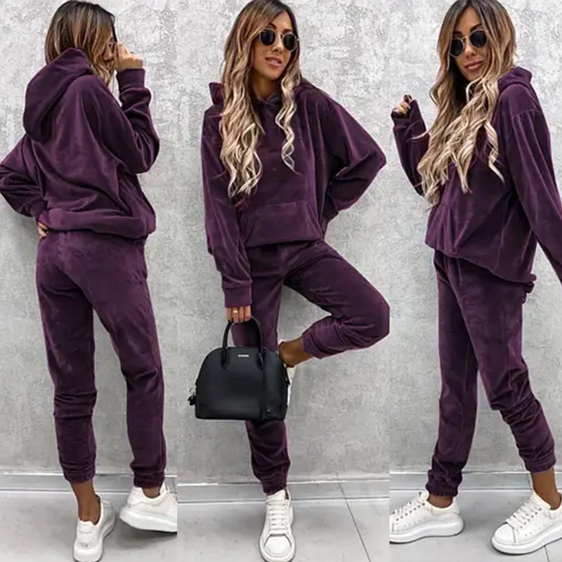 秋冬トラックスーツ女性ツーピースセット特大パーカースウェット - Hoodie Women Oversized のレビューと価格