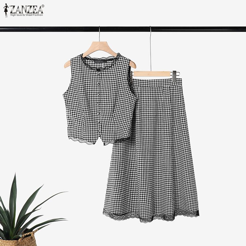 エレガントな女性 2 ピースセット ZANZEA 夏ノースリ - Women'S Fashion Vest Tops のレビューと価格