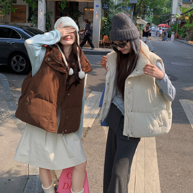 パファーベスト レディース スタンドカラー ショートジレ ジ - Puffer Vest Fashion Women のレビューと価格