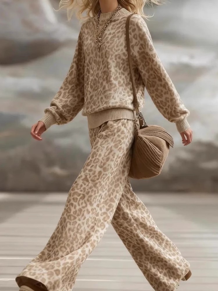 2026秋冬ファッショナブルライトブラウンレオパード柄スーツ - Women'S Fashion Sweatshirts のレビューと価格