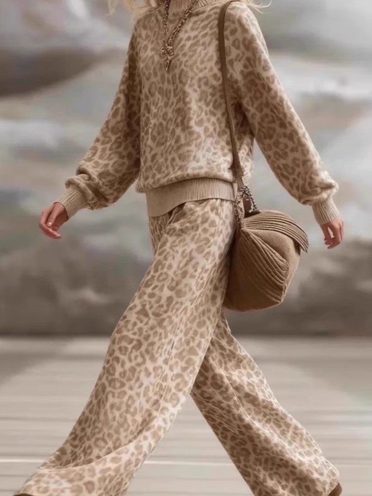 2026秋冬ファッショナブルライトブラウンレオパード柄スーツ - Women'S Fashion Sweatshirts のレビューと価格