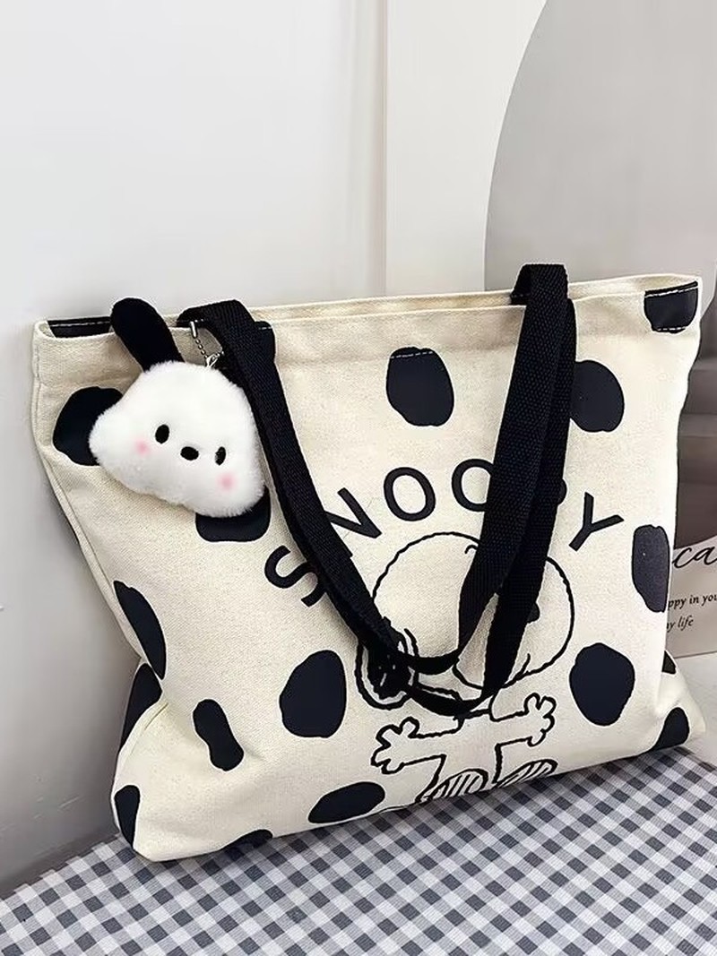 漫画スヌーピーキャンバスショルダーバッグ女性用大容量トートバ - Canvas Tote Bag のレビューと価格